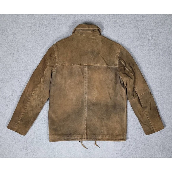 J Crew Jacket Mens Small Brown Suede Leather Zip Collared Casual Basic Everyday - Picture 2 of 6